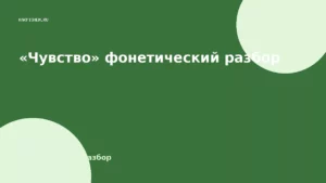«Чувство» фонетический разбор