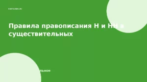 Правила правописания Н и НН в существительных