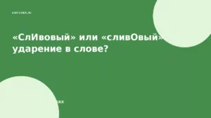 «СлИвовый» или «сливОвый» ударение в слове?