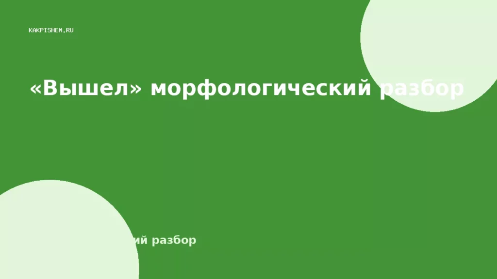 «Вышел» морфологический разбор