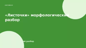«Листочки» морфологический разбор