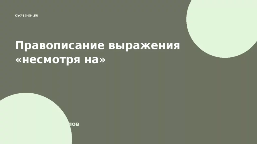 Правописание выражения «несмотря на»
