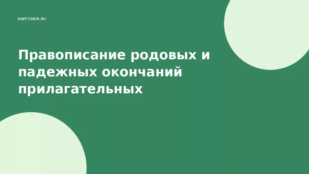 Правописание родовых и падежных окончаний прилагательных