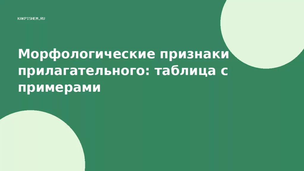 Морфологические признаки прилагательного: таблица с примерами