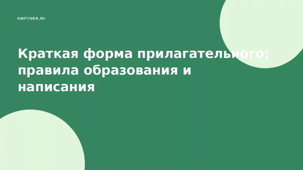 Краткая форма прилагательного: правила образования и написания