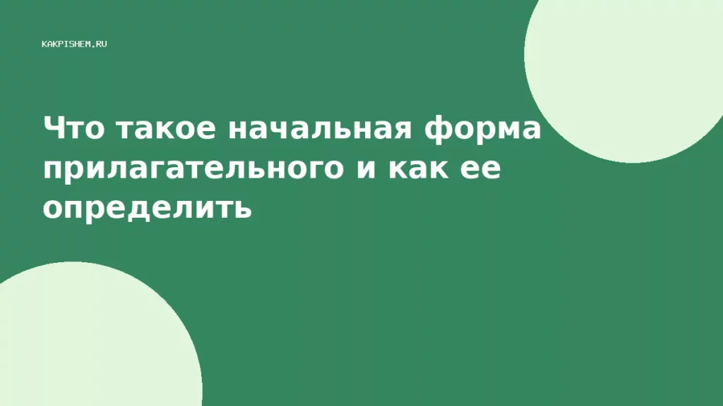 Что такое начальная форма прилагательного и как ее определить