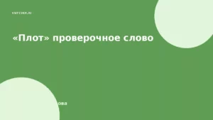 «Плот» проверочное слово