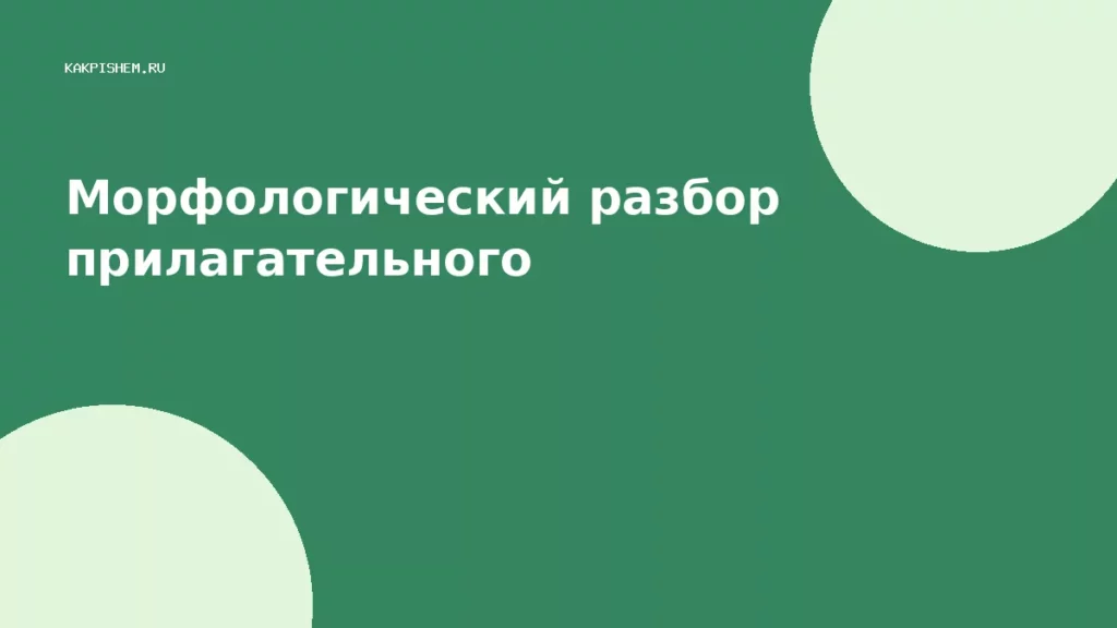 Морфологический разбор прилагательного