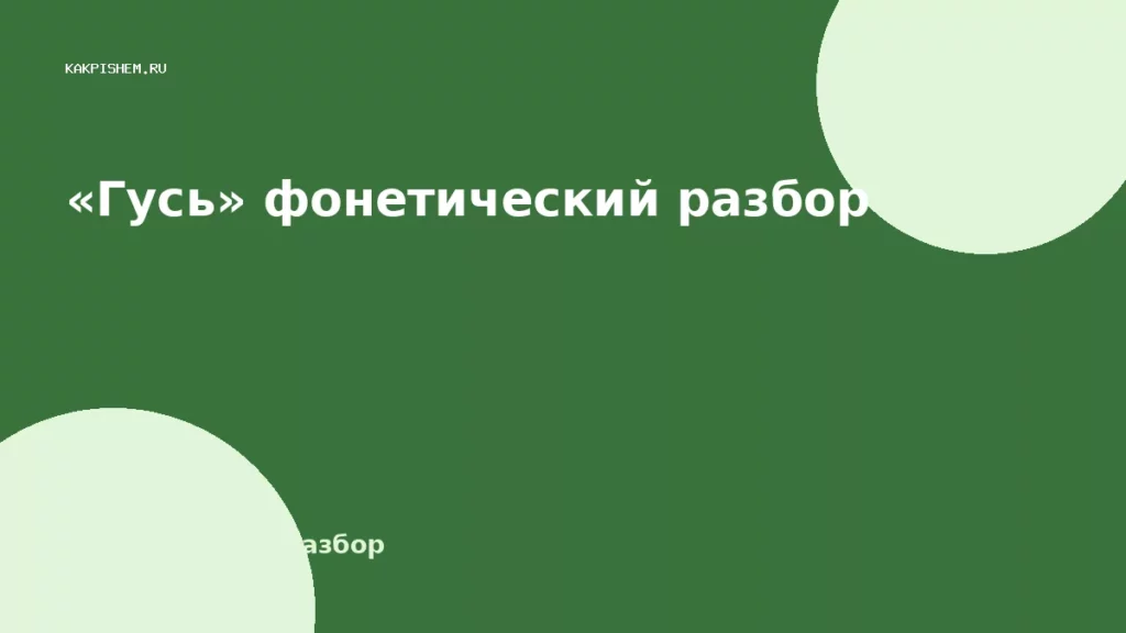 «Гусь» фонетический разбор