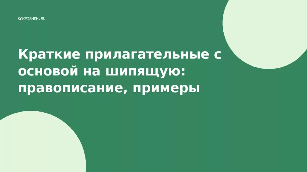 Краткие прилагательные с основой на шипящую: правописание, примеры