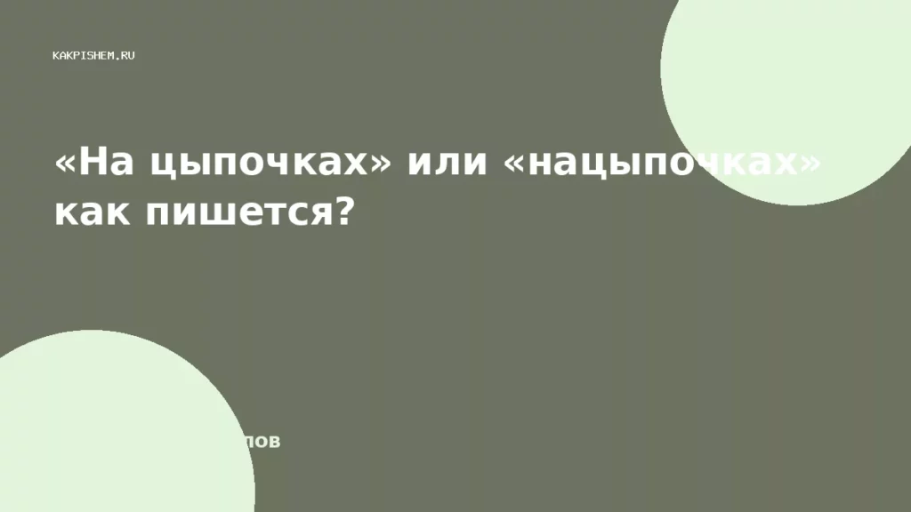 «На цыпочках» или «нацыпочках» как пишется?